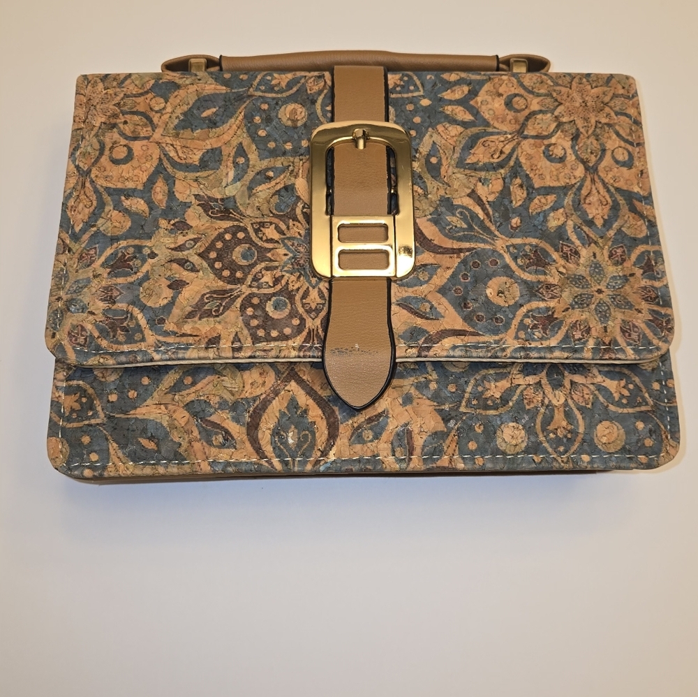 🤗Floral Patterned Tan and Blue Women's Bag